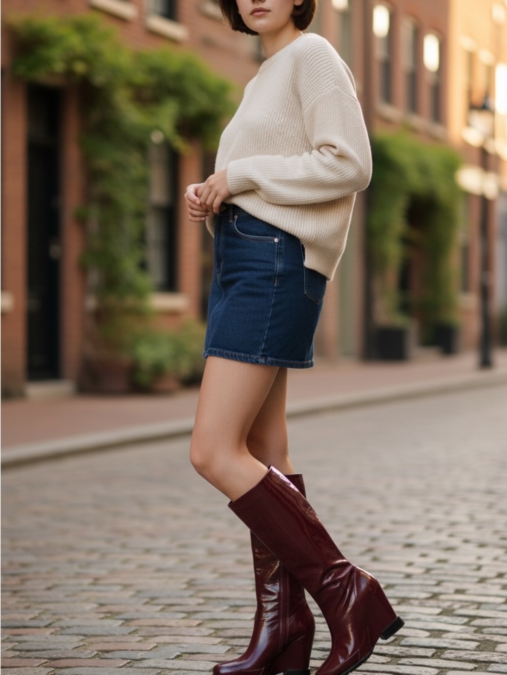 Chloe deep red patent boots 36 wore 3 Times